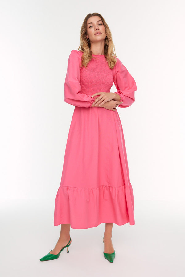 Trendyol Modest Gipe Detailed Crew Neck Woven Dress TCTAW22EB0109