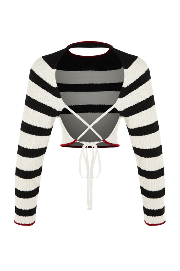 TRENDYOLMİLLA Crop Back Window/Cut Out Striped Knitwear Sweater TWOAW24KZ00682