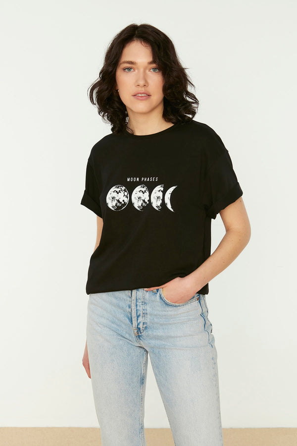 Trendyolmilla Printed Boyfriend Knitted T-Shirt Twoss20Ts0245