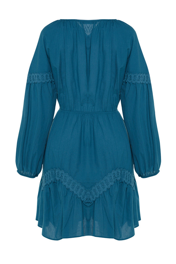Blue Tasseled Voile Beach Dress TBESS21EL1250