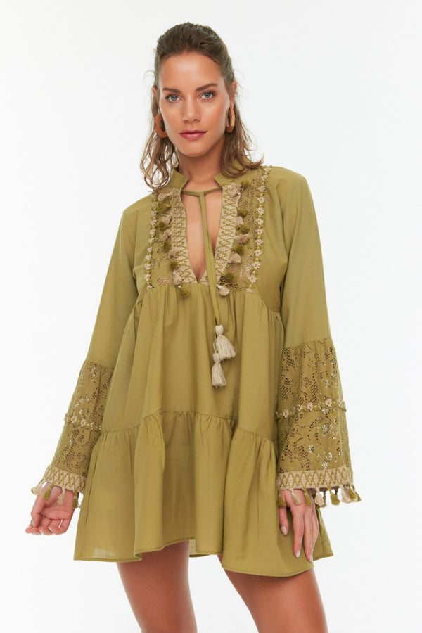 Trendyolmilla Embroidered Tassel Detailed Dress