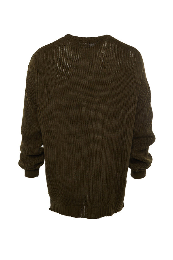 Trendyol Man Rose Dried Men's Oversize Fit Wide Fit Crew Neck Slit Knitwear Sweater Tmnaw21Kz0552