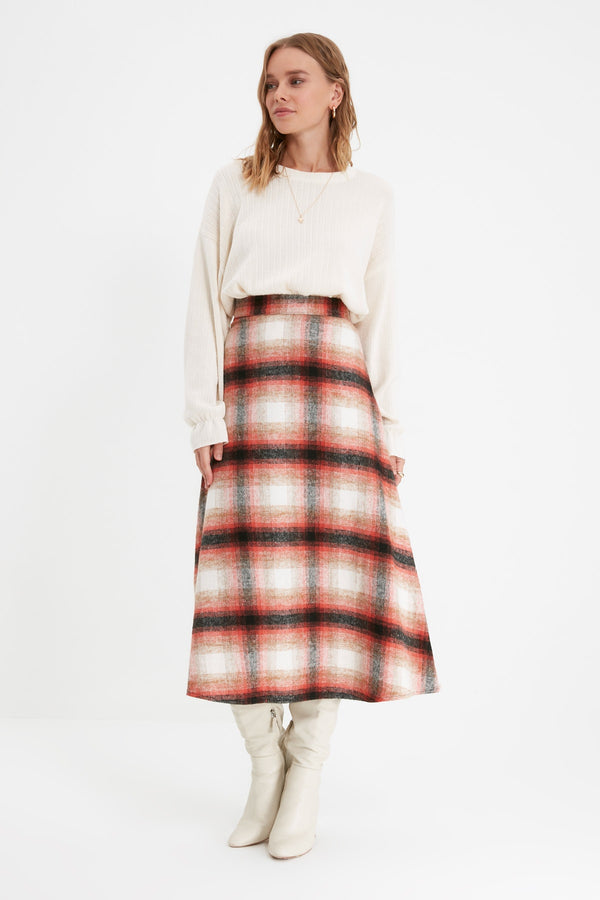 Trendyol Modest Plaid Winter Skirt TCTAW22EE0006