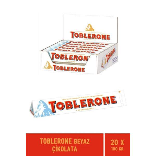 Toblerone White Chocolate 100 Gr - 20 Pieces