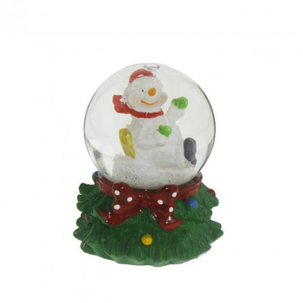5X6cm Christmas Snow Globe Green Base Snowman