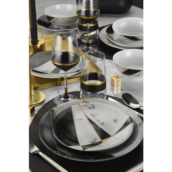 Kutahya Porcelain Marble 24 Piece Dinner Set For 6 People