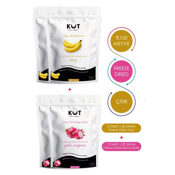 Freeze Dried Banana And White Dragon Fruit - Freeze Dried White Dragon Fruit (2 X 20 G) + Banana (2 X 20 G)