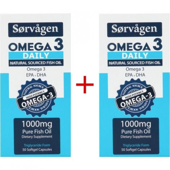 Sorvagen Omega 3 Daily Pure Fish Oil, 50 Capsules, 1000 Mg - 2 Pieces