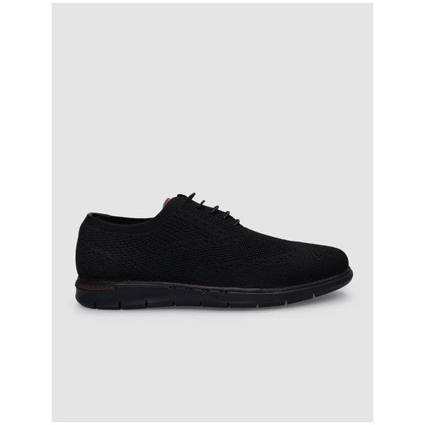 Knitted Black Lace-Up Men's Casual Shoes