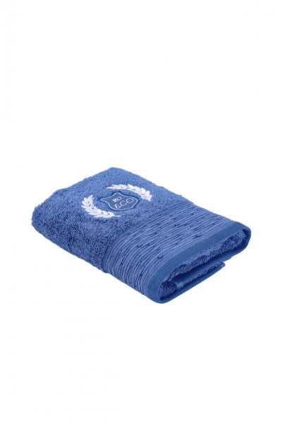 Ecocotton Deep Hand and Face Towel 100 Organic Cotton Embroidered Dark Blue 50X90 Cm