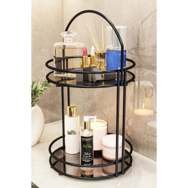 Bino Bathroom Organizer 2 Tier 40Cm Black Luxury Organizer Organizer Bathroom Shelf Shampoo Holder Decorative