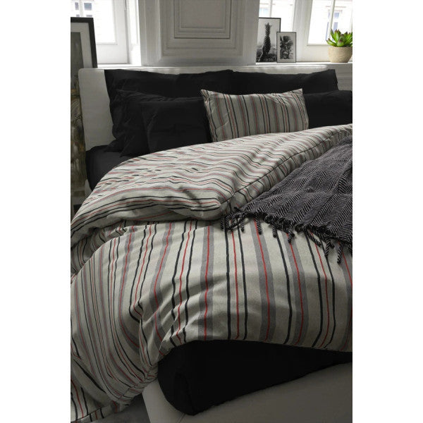 Gray Striped Double Duvet Cover