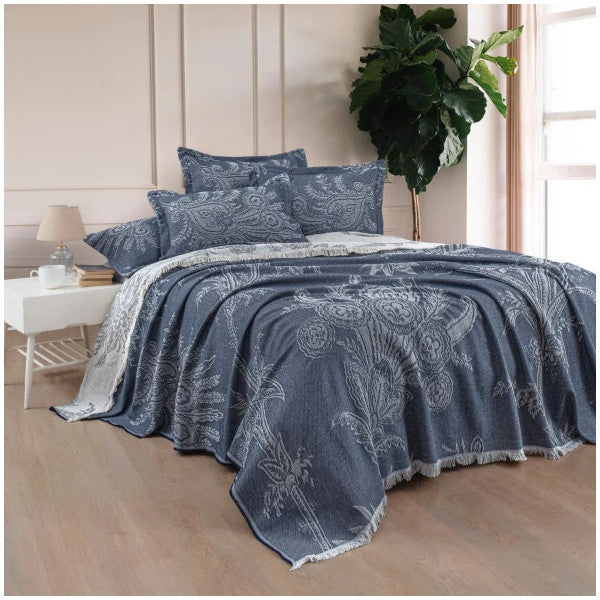 Schafer Lumina Bedspread Set 3 Piece-Indigo