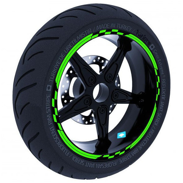 Moto Gp Racing Flag Fluorescent Green Rim Stripe Sticker Çınar Extreme