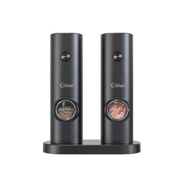 Kiwi Battery Powered Lighted Salt Pepper Mill Automatic Spice Grinder 2 Pack