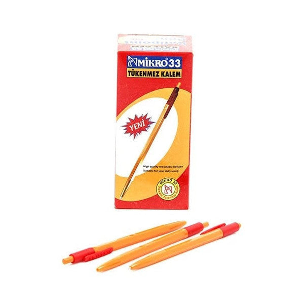 Mikro 33 Red Ballpoint Pen 60 Pieces