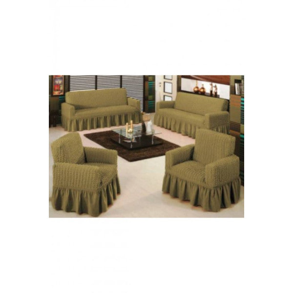 Beige Bürümcük Maxi Sofa Cover Set 3+3+1+1