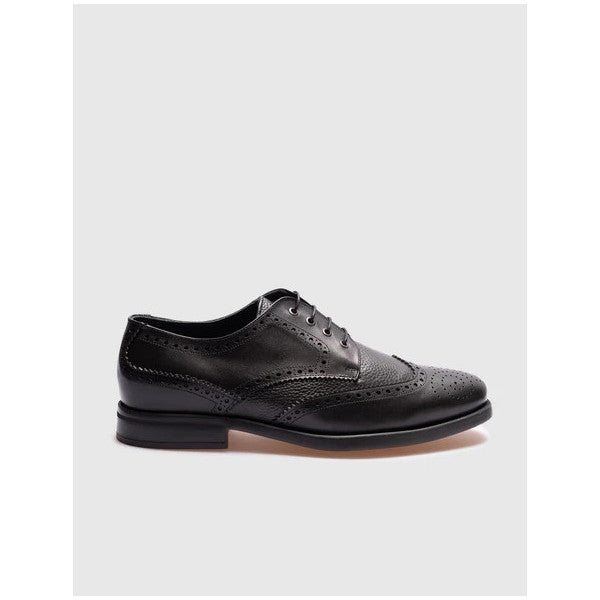 Men's Genuine Leather Black Lace-Up Casual Shoes