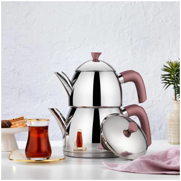 Schafer Alexa Family Size Steel Teapot Set-4 Piece-Rosegold