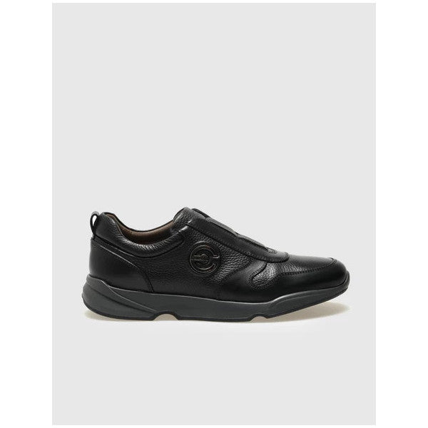 Genuine Leather Black Men's Sneakers