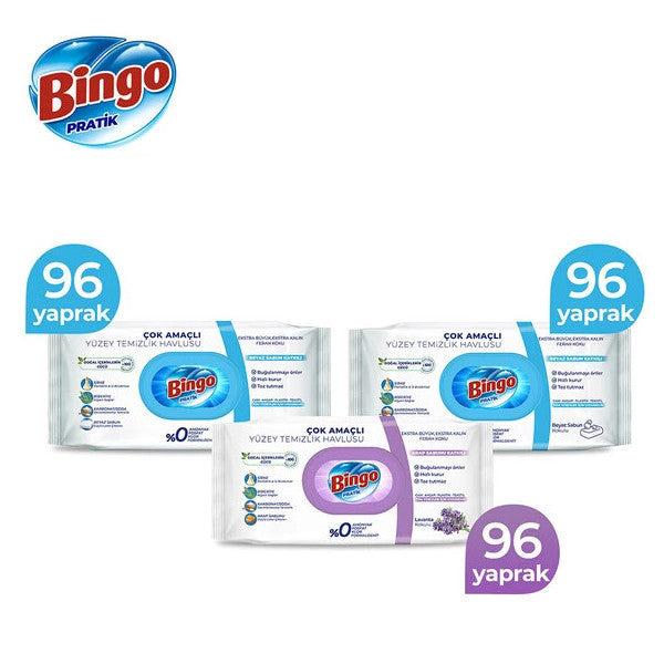 Bingo Practical Surface Cleaning Towel 2 White Soap + 1 Lavender (288 Leaves)