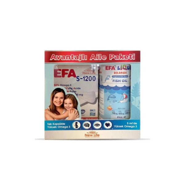 New Life Efa S-1200 30 Capsules & Efa Liquid Orange 150 Ml Advantageous Package