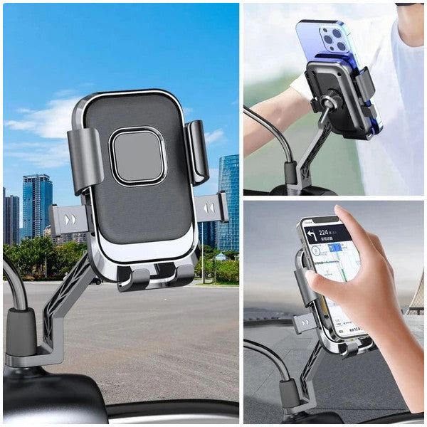 360 Degree Rotatable Rearview Mirror Version Phone Holder For Motorcycle, Bike, Scooter