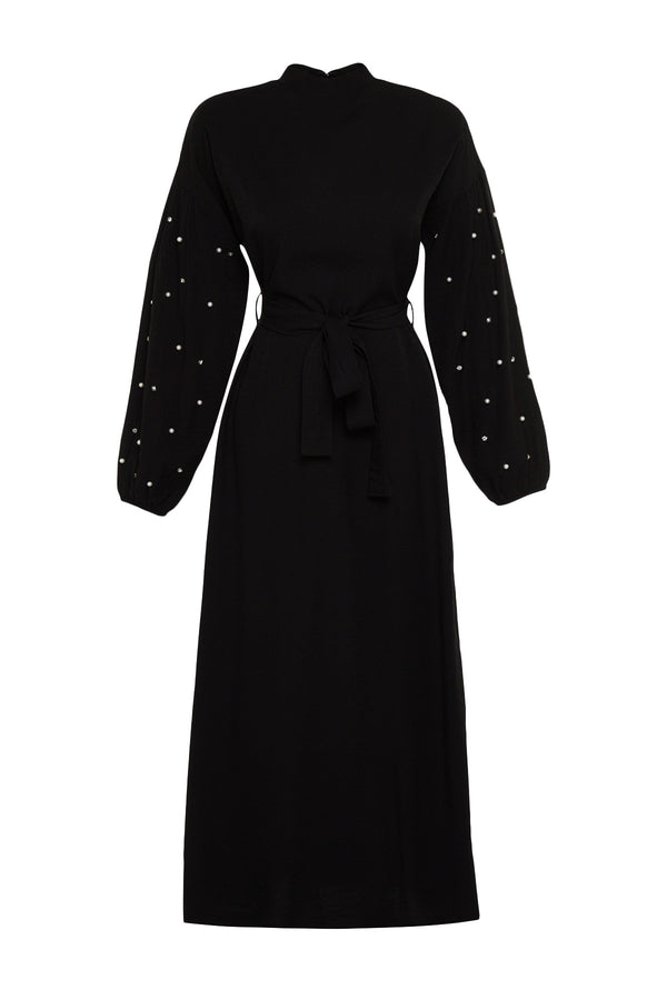Trendyol Modest Belted Pearl And Stone Detailed Woven Dress Tctss23Eb00148