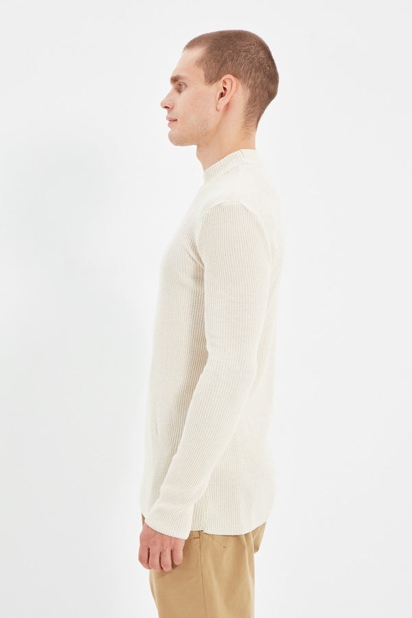 Trendyol Man Men's Fitted Slim Fit Half Turtleneck Corded Knitwear Sweater Tmnaw21Kz0568