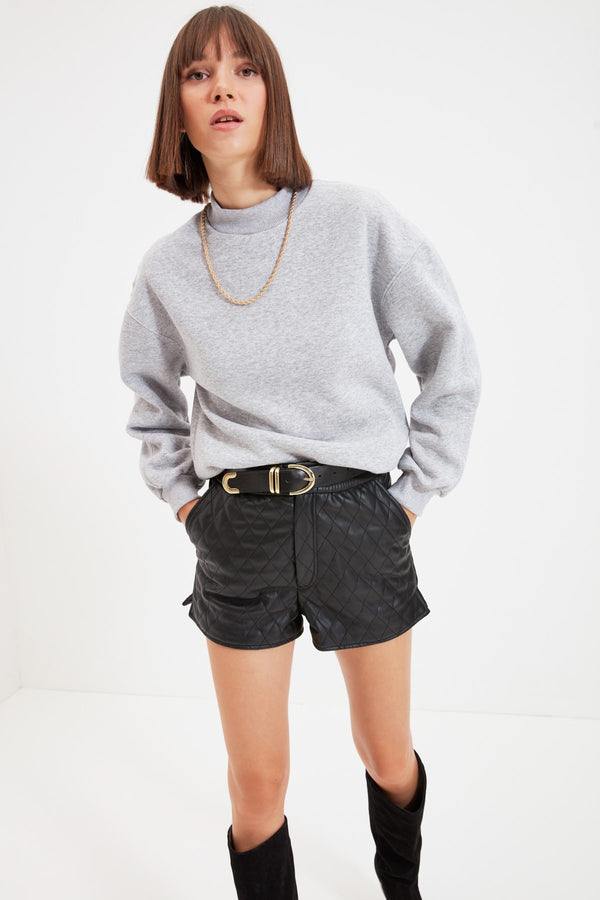 Trendyolmilla Stand Collar Loose Thick Fleece Knitted Sweatshirt Twoaw20Sw0584