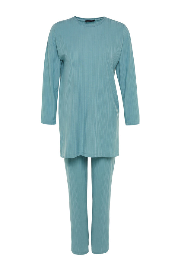 Trendyol Modest Pleated Tunic-Pants Knitted Suit TCTSS23US00009