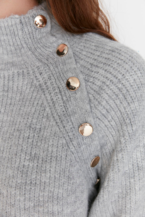 Trendyol Modest High Collar Buttoned Knitwear Sweater TCTAW23AK00011