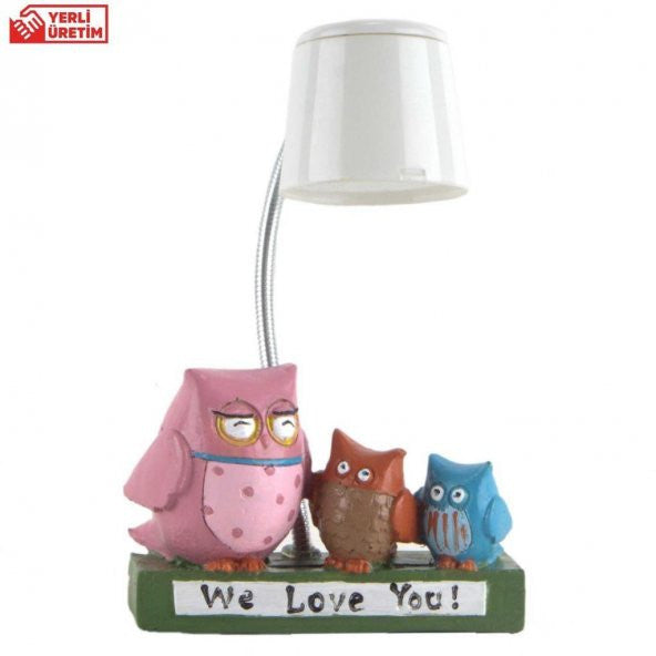 Dear Owl Family White Table Night Lamp Illuminated Figurine