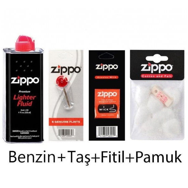 Zippo Lighter Gasoline+Stone+Wick+Cotton Felt Set