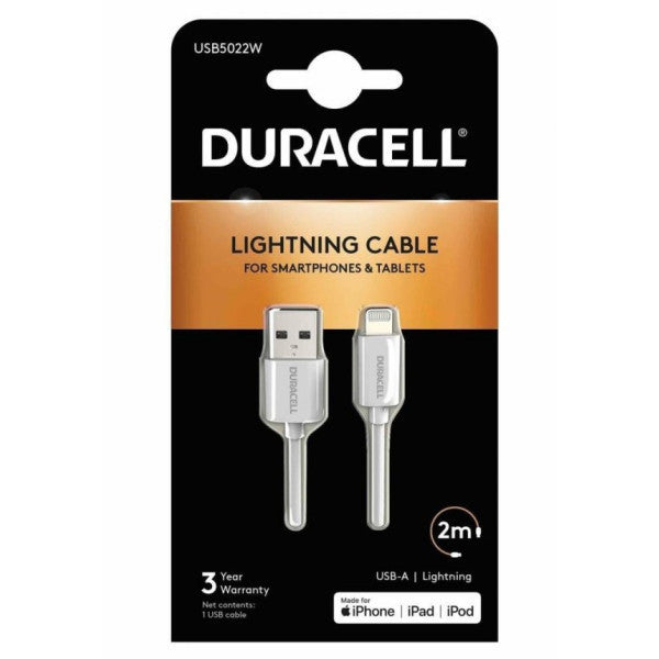 Duracell 2M Lightning To Usb-A Charging Cable - White