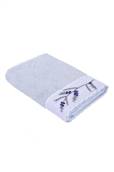 Ecocotton Deep Bath Towel 100 Organic Cotton Hand Embroidered Cream 80X150 Cm