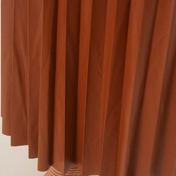 Pleated Belted Tan Leather Skirt