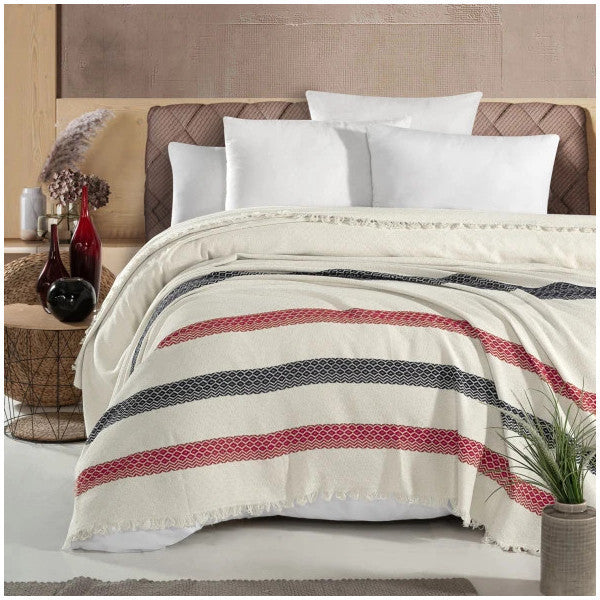 Schafer Home Wave 200X230 Double Bedspread-Ecru/navy Blue