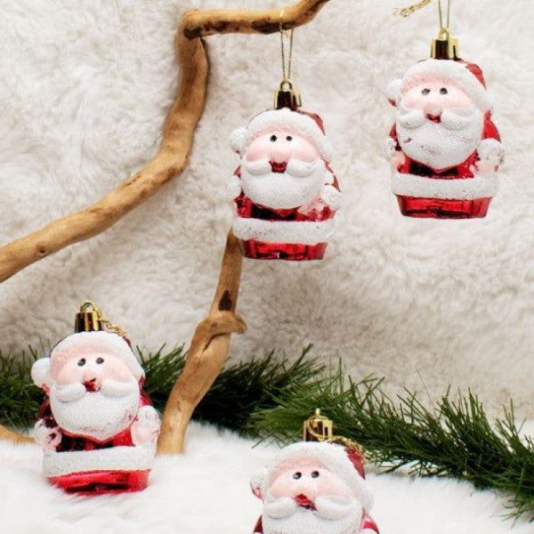 4-Piece New Santa Claus Santa Claus Christmas Pine Tree Ornament