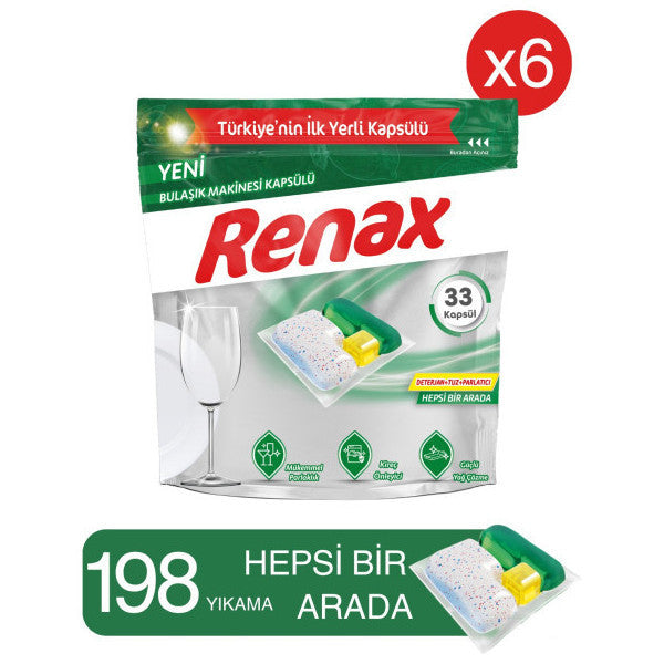 Renax All-İn-One Dishwasher Tablets 6 Pieces Of 33