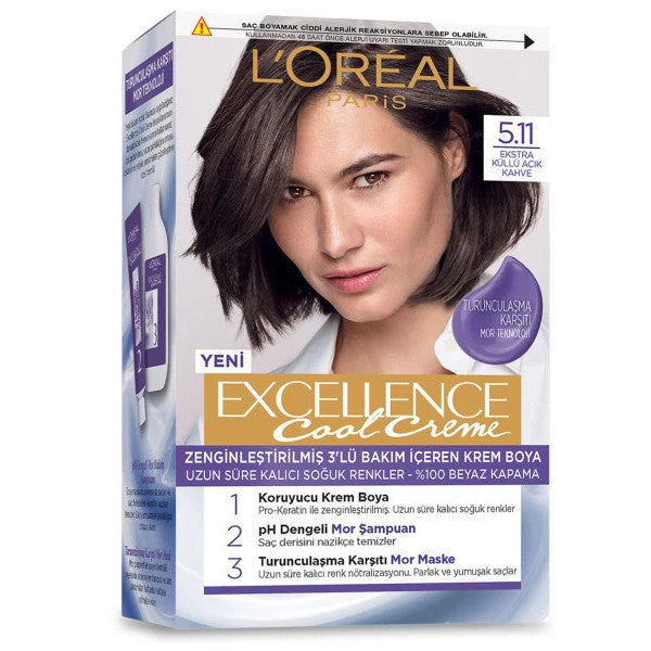 L'oréal Paris Excellence Cool Creme Hair Dye – 5.11 Extra Ash Light Brown