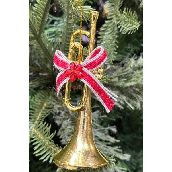 Beysüs New Year Pine Tree Ornament Trumpet Gold 12 Cm