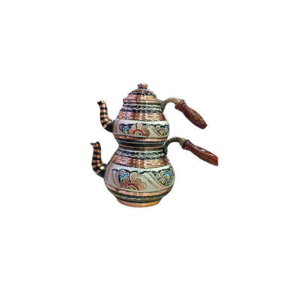 Custom Made Traditional Erzincan Embroidered Heavy Copper Teapot