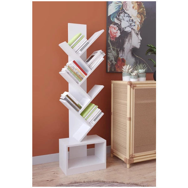 Remaks Vira 6 Shelf Decorative Zigzag Cabinet Bookcase White