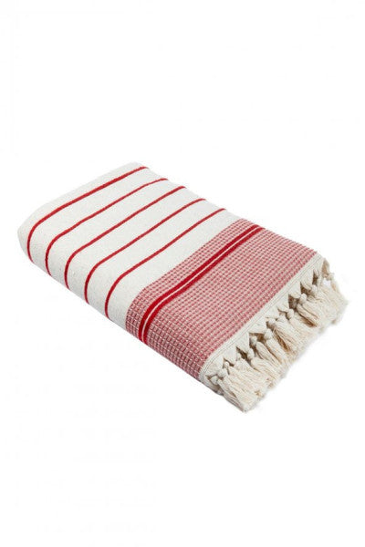 Ecocotton Arden Bath Towel 100% Organic Cotton Blended Hemp Towel Red-Beige 70X140 Cm