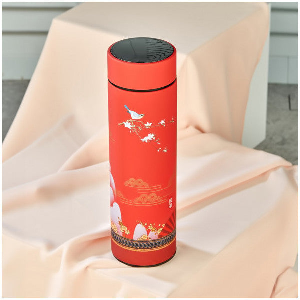 Cooker 1408-3 Stainless Steel Led Temperature Display Insulated Tea Coffee Thermos Red 500 Ml