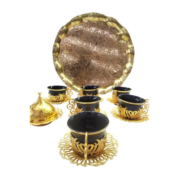 6-Piece New Gold Copper Ottoman Cup Set