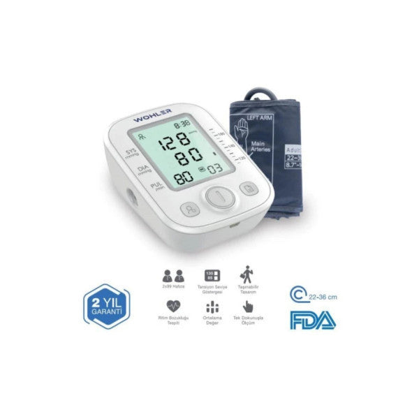 Wohler Upper Arm Digital Blood Pressure Monitor Pulse Monitor Usb Input 99 Measurements Memory Bag