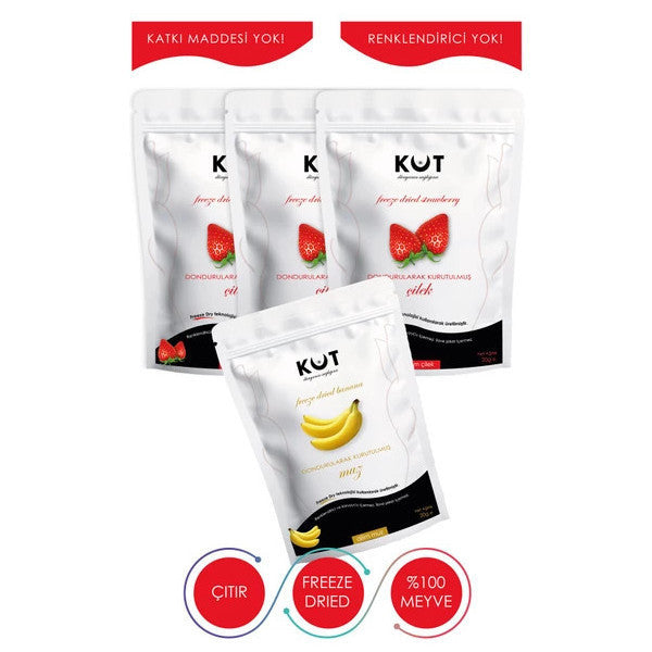 Freeze Dried Strawberries And Banana - Freeze Dried Strawberries (3 X 20 G) + Banana (1 X 20 G)