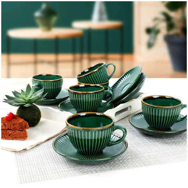 Keramika Emerald Myra Tea Cup Set 12 Pieces For 6 People